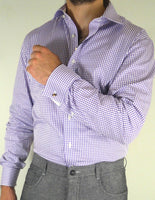 Purple Micro Check Dress Shirt by CADO