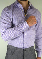 Purple Micro Check Dress Shirt by CADO