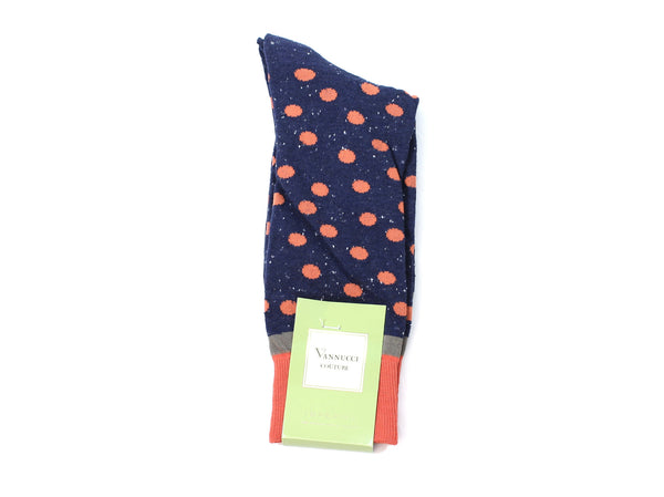 Coral Polka Dot Blue Speck Socks